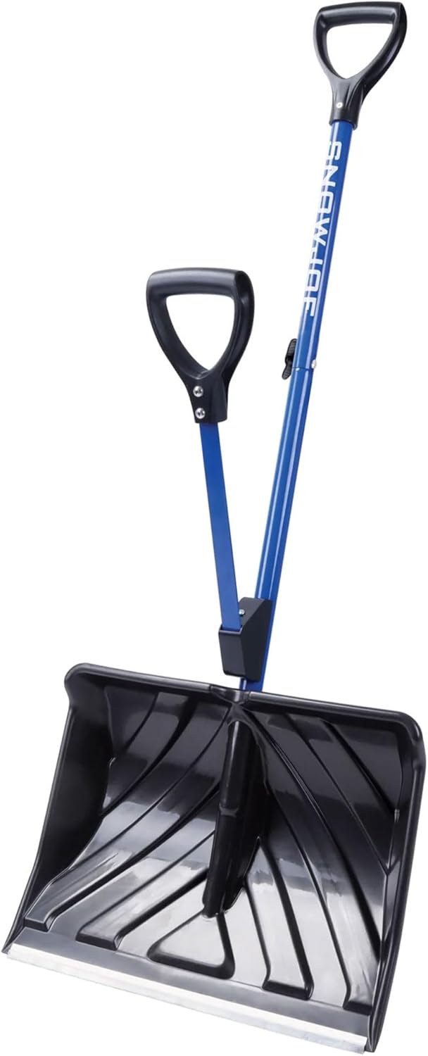 Snow Joe SJ-SHLV20 Shovelution Snow Shovel with Spring-Assist Handle, Heavy-Duty Shovel for Fast Snow Removal, 20 Inches, Blue