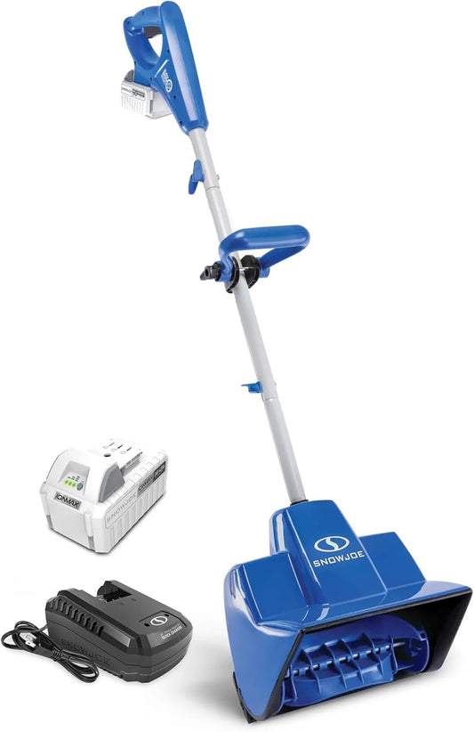 Snow Joe 24V Cordless Electric Shovel Kit w/ 4Ah Battery & Charger, 11′′ Clearing Width, 400W Motor – Portable, Lightweight, Fast Ice & Snow Removal for Deck, Patio, Driveway, 24V-SS11