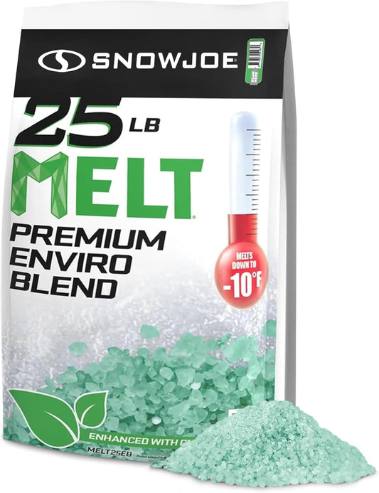 Snow Joe Premium Enviro Blend Ice Melt, Green-Coated Deicer Crystals, 50 lb - Safer Melter for Vegetation, Concrete & Metals w/ Anti-Corrosion Calcium Magnesium Acetate