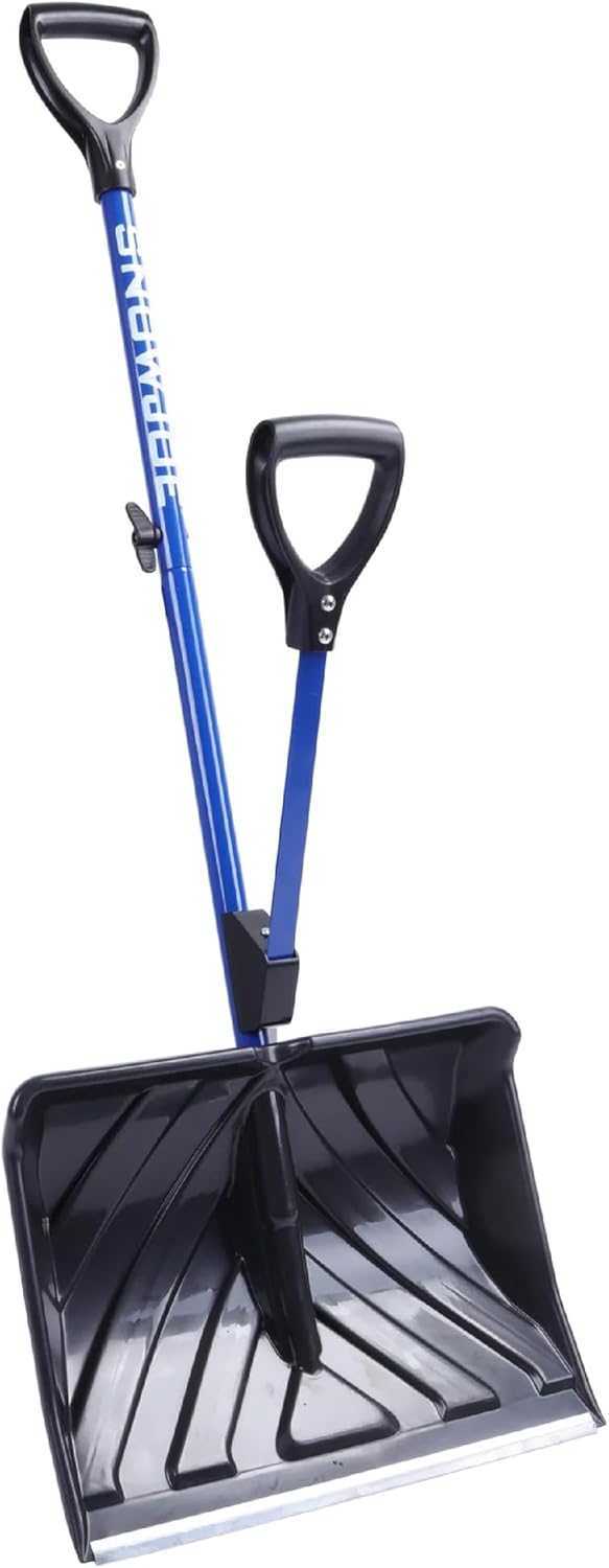 Snow Joe SJ-SHLV20 Shovelution Snow Shovel with Spring-Assist Handle, Heavy-Duty Shovel for Fast Snow Removal, 20 Inches, Blue